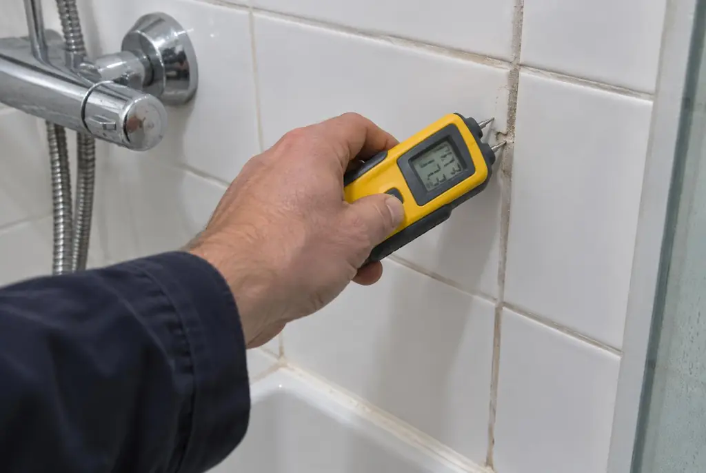 Lekdetectie Voorschoten – vochtmeter op badkamertegels bij de douche